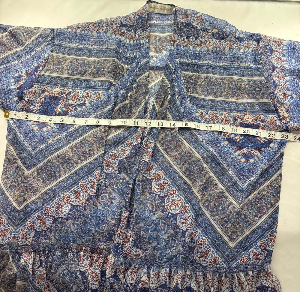 Abercrombie & Fitch Blue Paisley Print Sheer Tiered Kimono - Picture 8 of 8